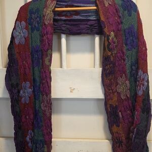 Colorful Floral Knit Scarf